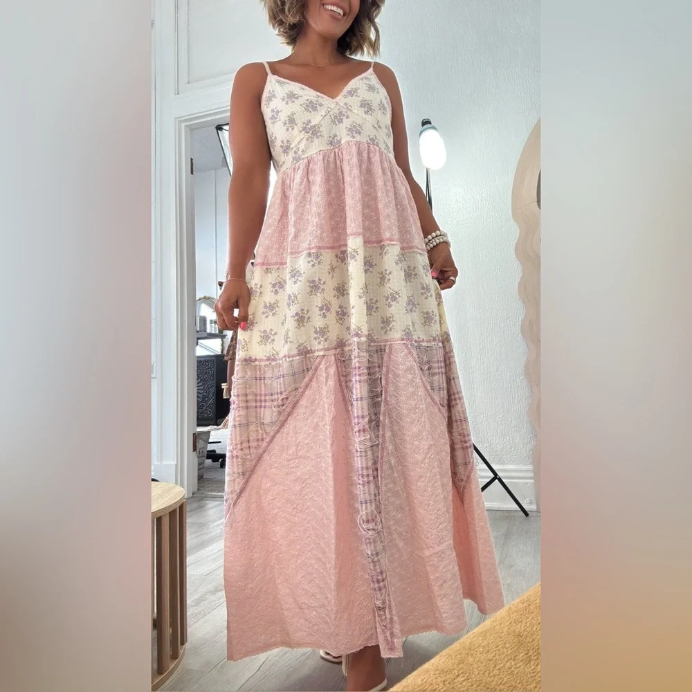 ROSETTE PETAL MAXI DRESS, LIGHT PINK By POL, NWT, M